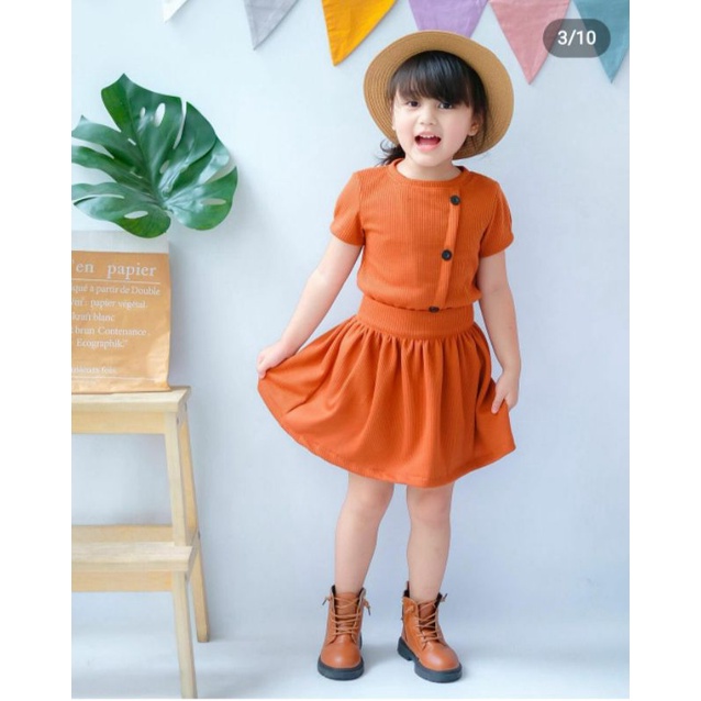 KALEA SKIRT 3-5 TAHUN ROK ANAK PEREMPUAN WAFFLE