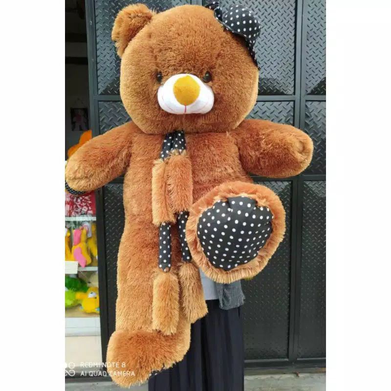 Boneka teddy bear jumbo / boneka beruang jumbo syal telapak pink muda /GROSIR BONEKA JUMBO