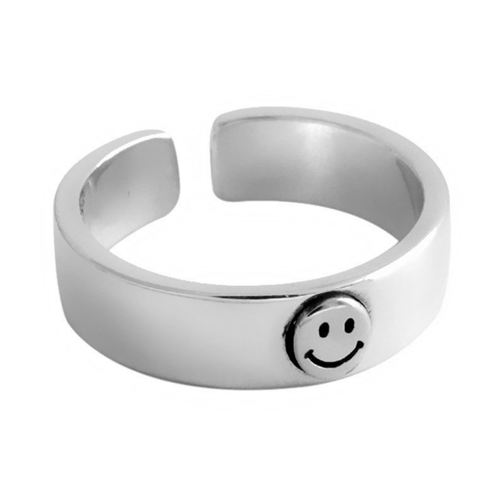 【COD Tangding】Korean Smile Face Retro Opening Adjustable Smiley Couple Ring Jewelry Fashion Accessories