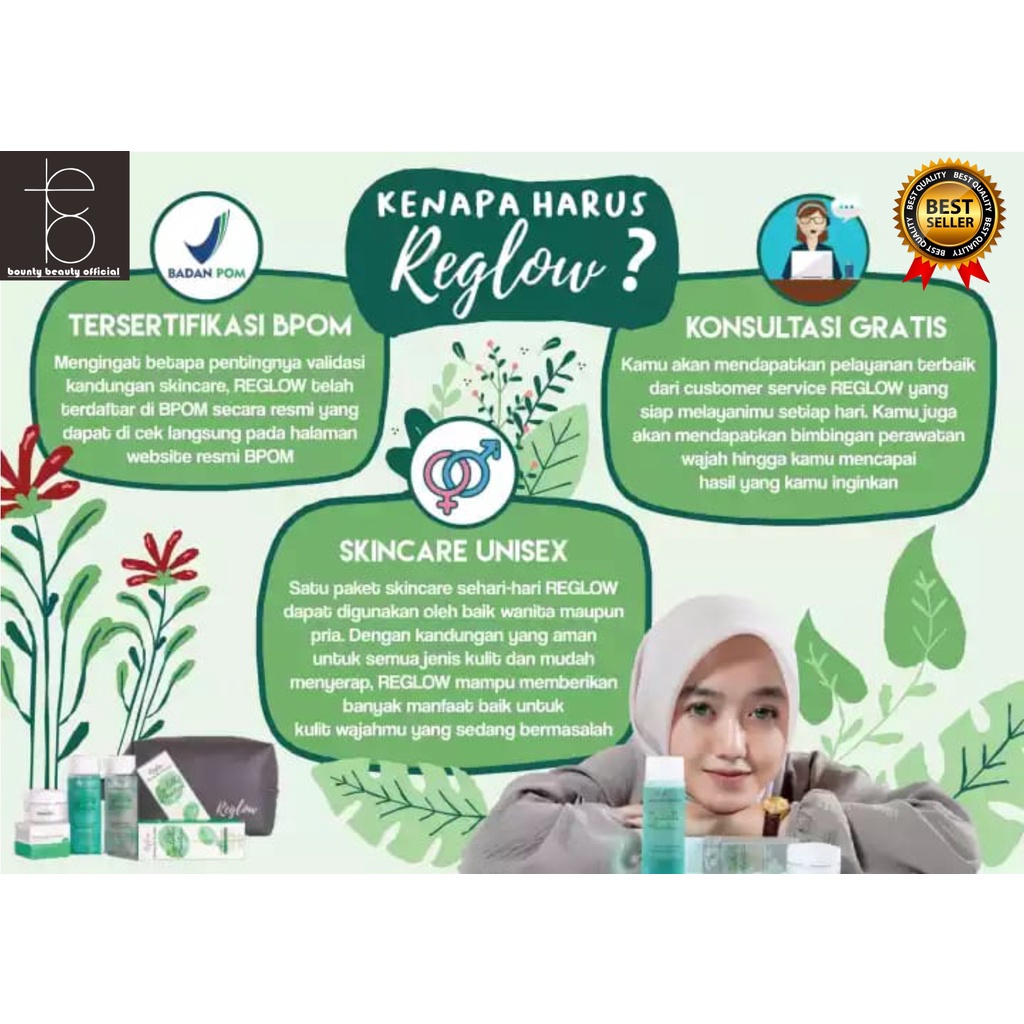 REGLOW GLOWING SKIN TREATMENT 1 PAKET ORIGINAL BPOM SKINCARE | REGLOW FACE WASH | REGLOW 2 IN 1 TONER MICELLAR WATER | REGLOW CREAM-5