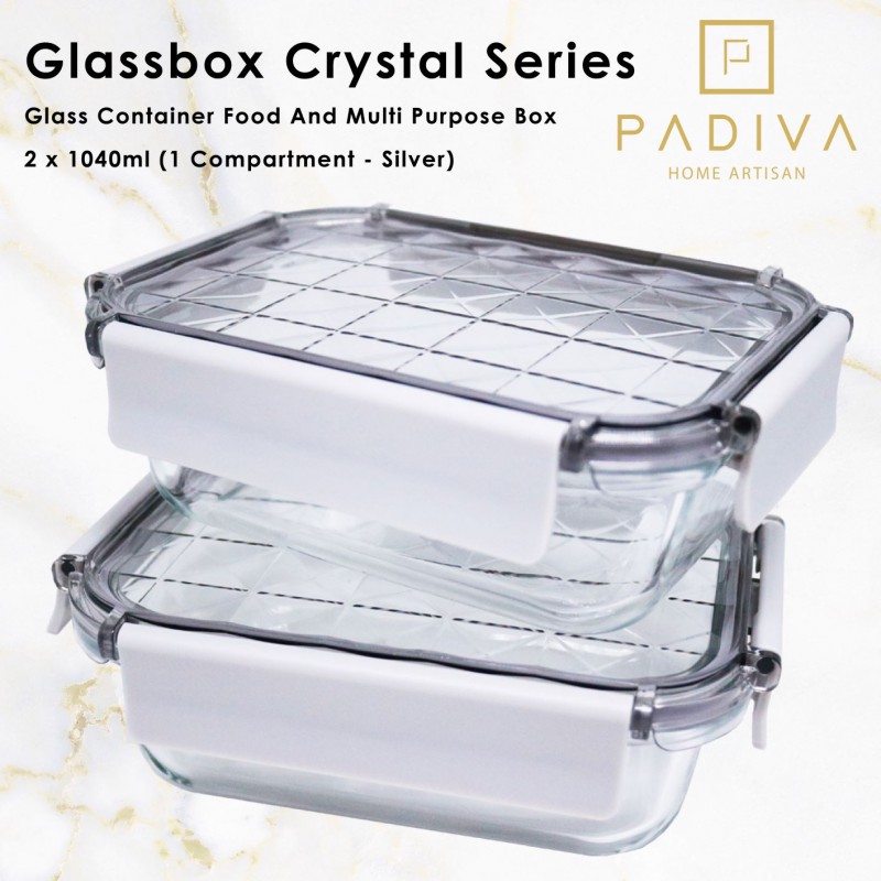 PADIVA 1040ML SILVER GRAY (2PCS) CRYSTAL GLASSBOX 1 COMPARTMENT (GBC1040SS)