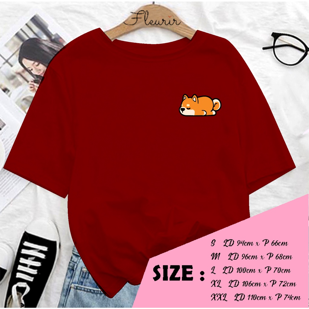 FLEURIR - COD KAOS WANITA SHIBA INU MAGER PRIA REMAJA DEWASA UNISEX TSHIRT JUMBO