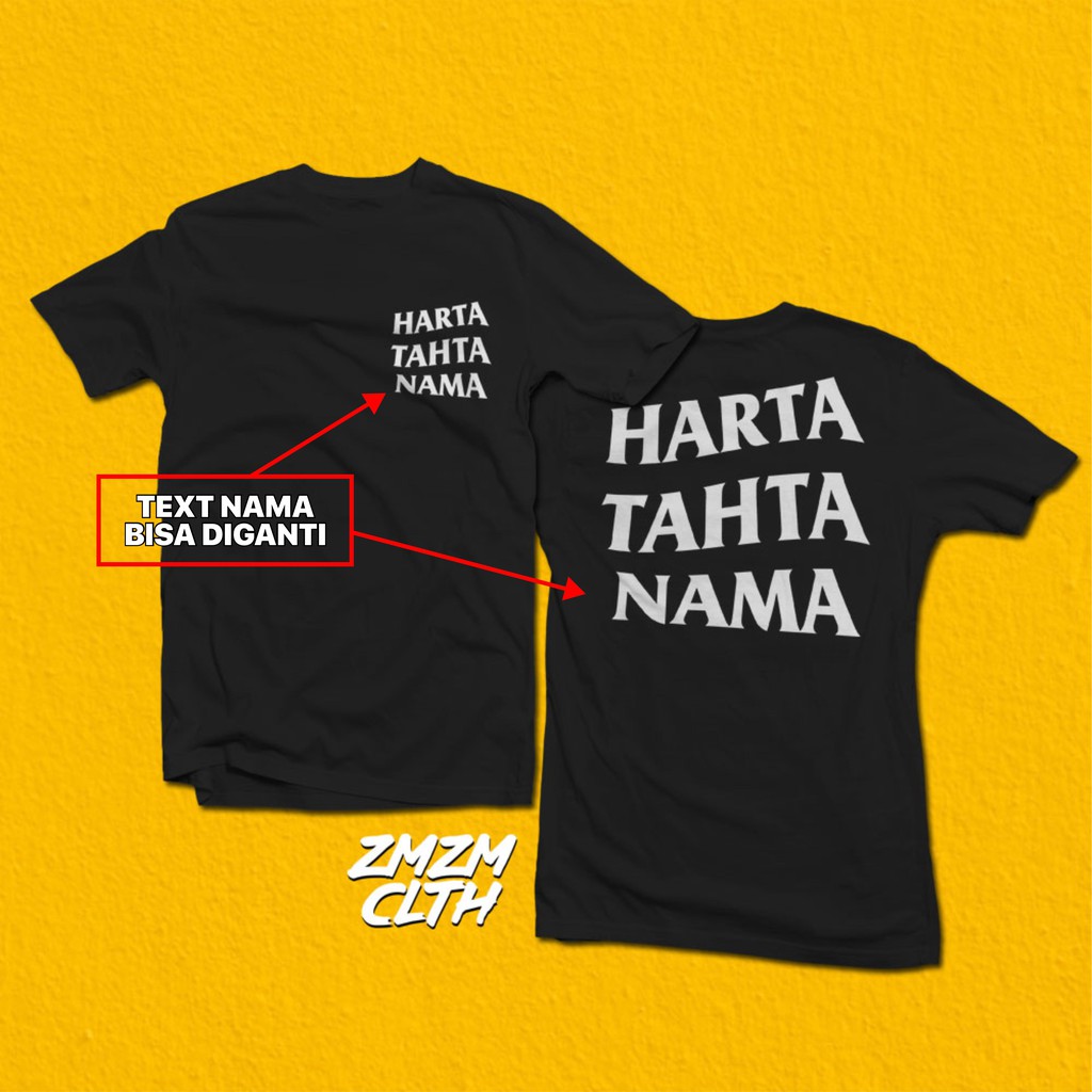  KAOS  HARTA  TAHTA  NAMA CUSTOM TULISAN SABLON SATUAN 