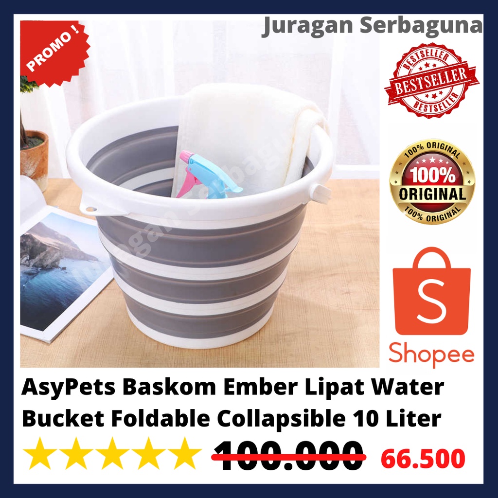 AsyPets Baskom Ember Lipat Water Bucket Foldable Collapsible 10 Liter