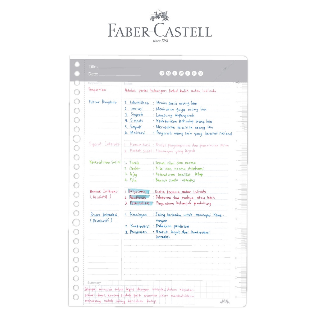 Faber-Castell Kertas Loose Leaf Digital B5 Isi File 50 Lembar Garis Khusus