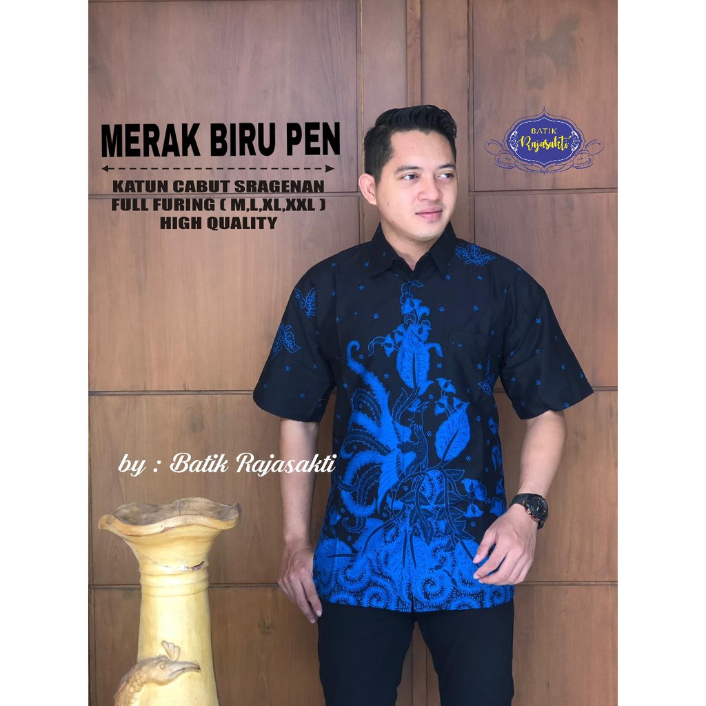 MERAK BIRU PEN RAJASAKTI KEMEJA BATIK PRIA SOLO LENGAN PENDEK LAPIS FURING ATASAN BATIK PREMIUM MODERN MEGAH HASTAMA BRAHMAKERTA MERAH WAYANG CUNGKRING TRIJAYA EMASPEN ADYATAMA TWO 2 KONGO RED 2 WARMADEWA 2 LONG BATIK SOLO AMANAH BATIKSOLOAMANAH BHAROTO