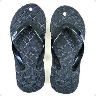 Sandal wudhu emboss Hitam sandal masjid sendal musholla sandal bakiak wudhu  - Raqilla Shop