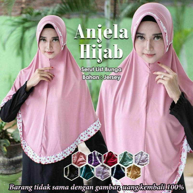 TERMURAH Jilbab Serut List Bunga Rempel Jersey Jumbo