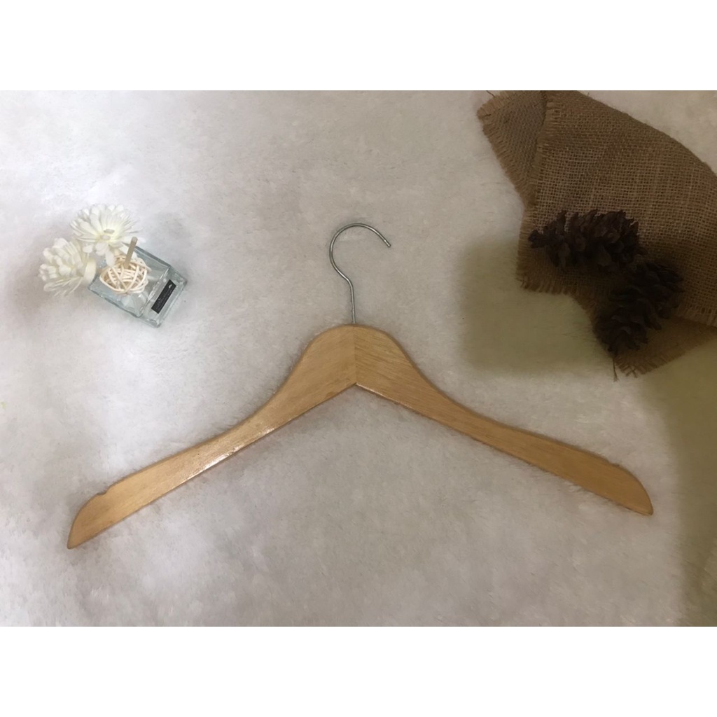 Hanger kayu nat dewasa 2 TEBAL | Hanger kayu Dewasa (Wood) ( BISA COD )