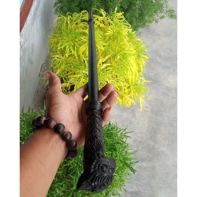 tongkat komando kayu galih kelor hitam ukir Garuda