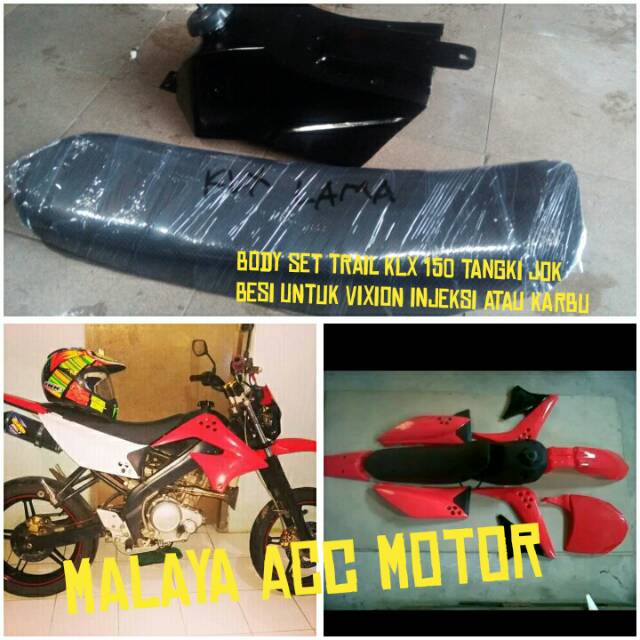 Body set trail klx 150 tangki jok besi untuk vixion injeksi atau karbu