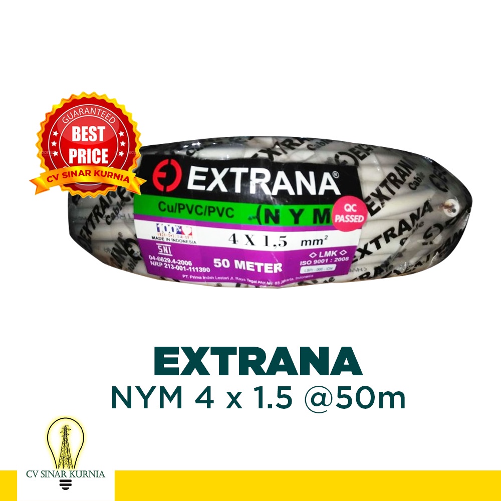 Kabel Listrik NYM 4x1,5mm 50M EXTRANA | EXTRANA Kabel NYM | SNI asli promo