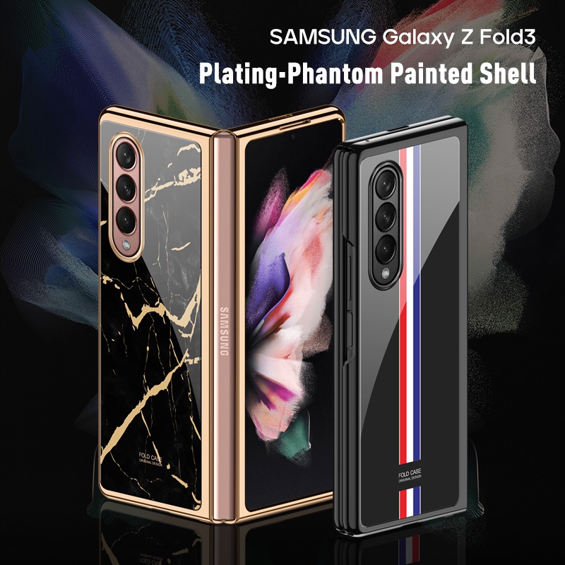 Samsung Fold 2 Fold 3 Case Marble Tempered Glass Original Untuk Case Samsung Galaxy Z Fold 3 2 5g