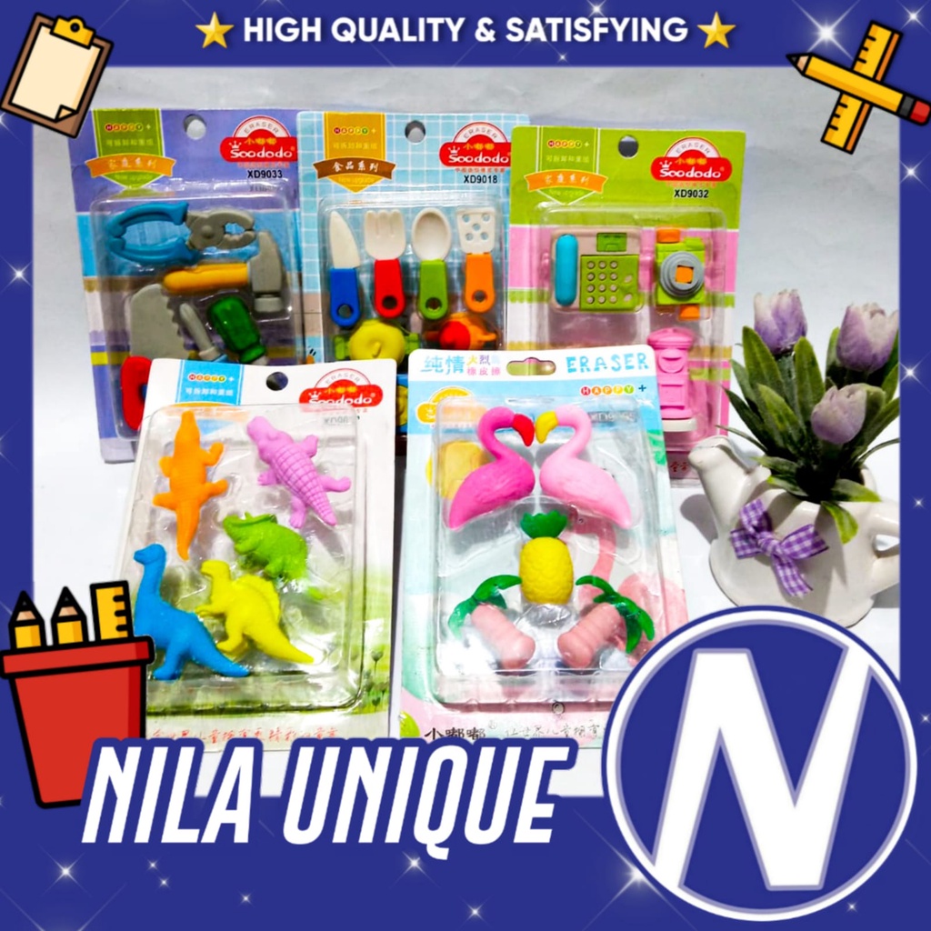 

(1 SET) Penghapus Pensil Karakter / Penghapus fancy / penghapus bentuk unik / penghapus lucu BARU