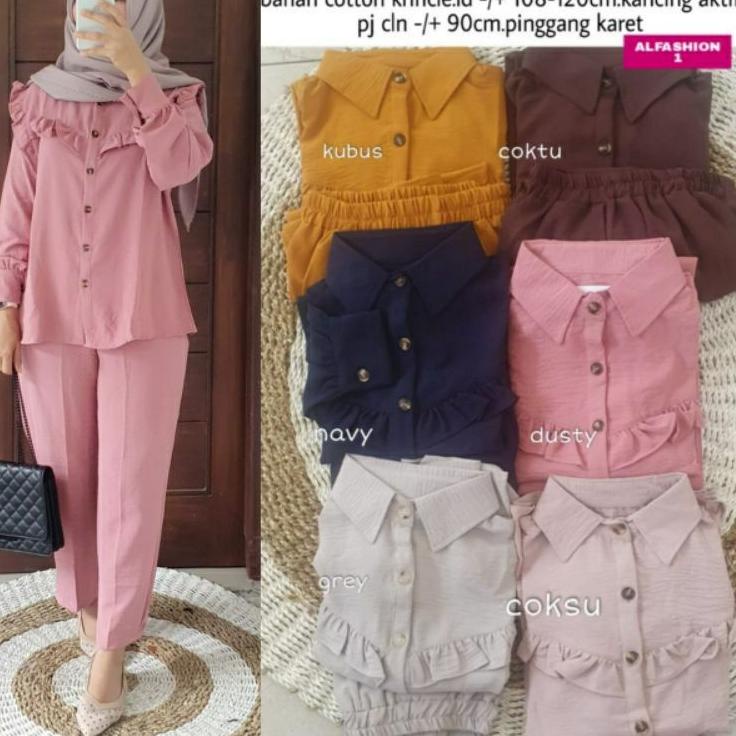 "TON.27Jn22ᴹ" Setelan Wanita Muslimah Kekinian Slimpi / ATANA. ZIVARA Set by Alfashion Hijab Solo