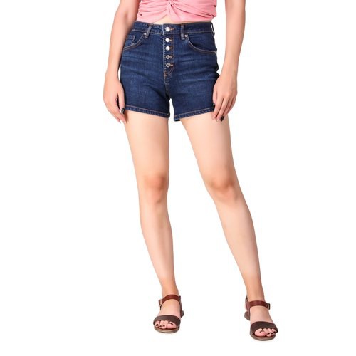 Dazina hotpants Button Celana Pendek Jeans wanita  - Navy