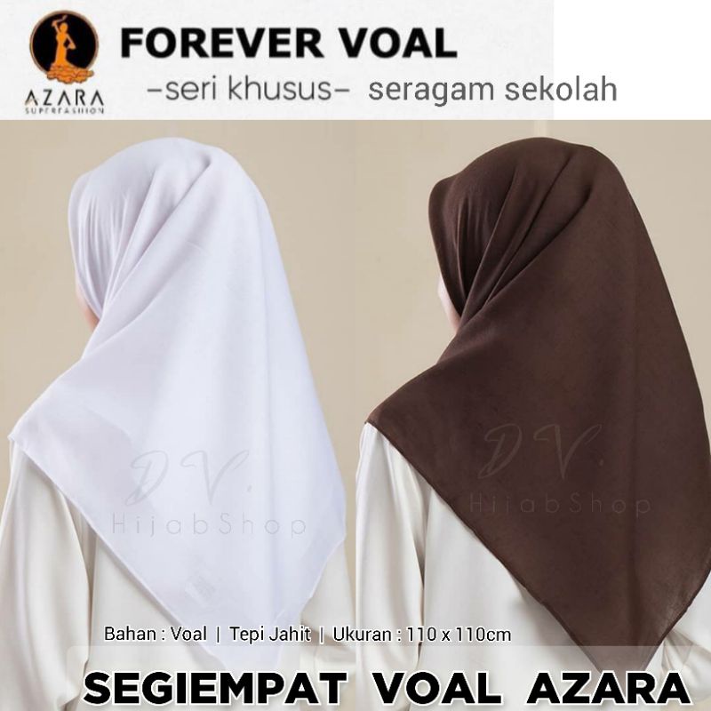 Hijab Sekolah Voal Segiempat Tepi Jahit / Segiempat Forever Voal by AZARA