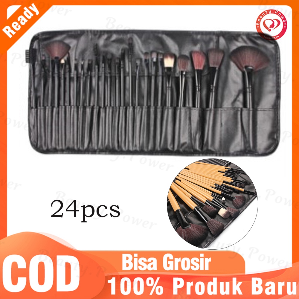 Brush Make Up 24 Set dengan Pouch Kuas Make Up Wajah Brush Make Up Bulu Halus Tidak Rontok Brush Make Up Set Lengkap