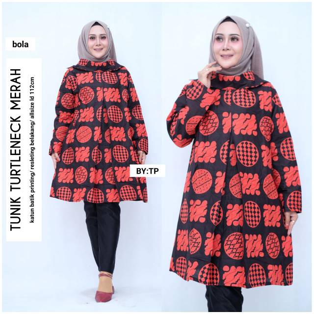 Tunik turtleneck merah cantique