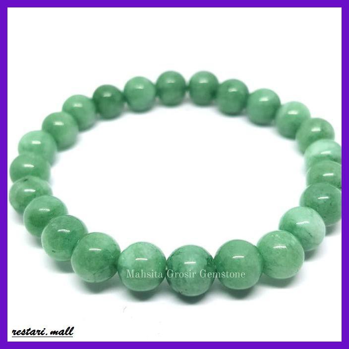 MALAUTAB. GELANG BATU GIOK BURMA NATURAL 8MM GARANSI ASLI -AILUMUTAB.