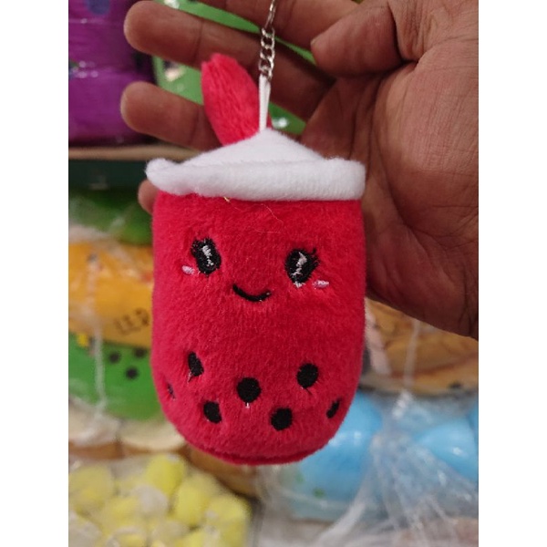 Gantungan Kunci Boneka Boba Unik 10 Cm-Merah