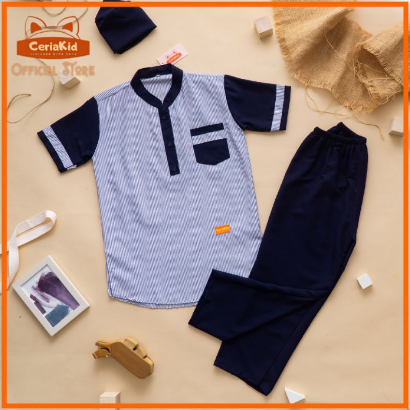 Setelan Koko Anak Kurta Salur | Umur 0 - 9 Tahun