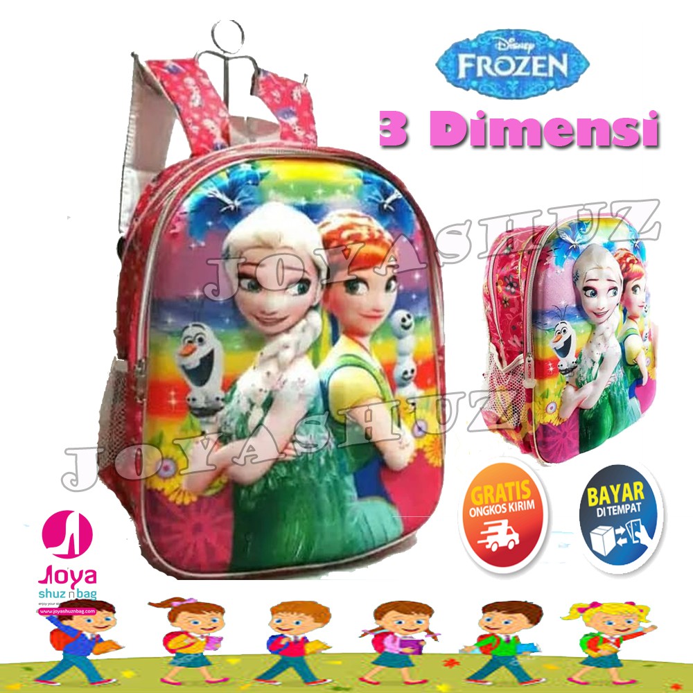 Tas Sekolah Anak Frozen 3D Timbul / Ransel Anak Frozen 3 Dimensi / Tas Anak Karakter Frozen