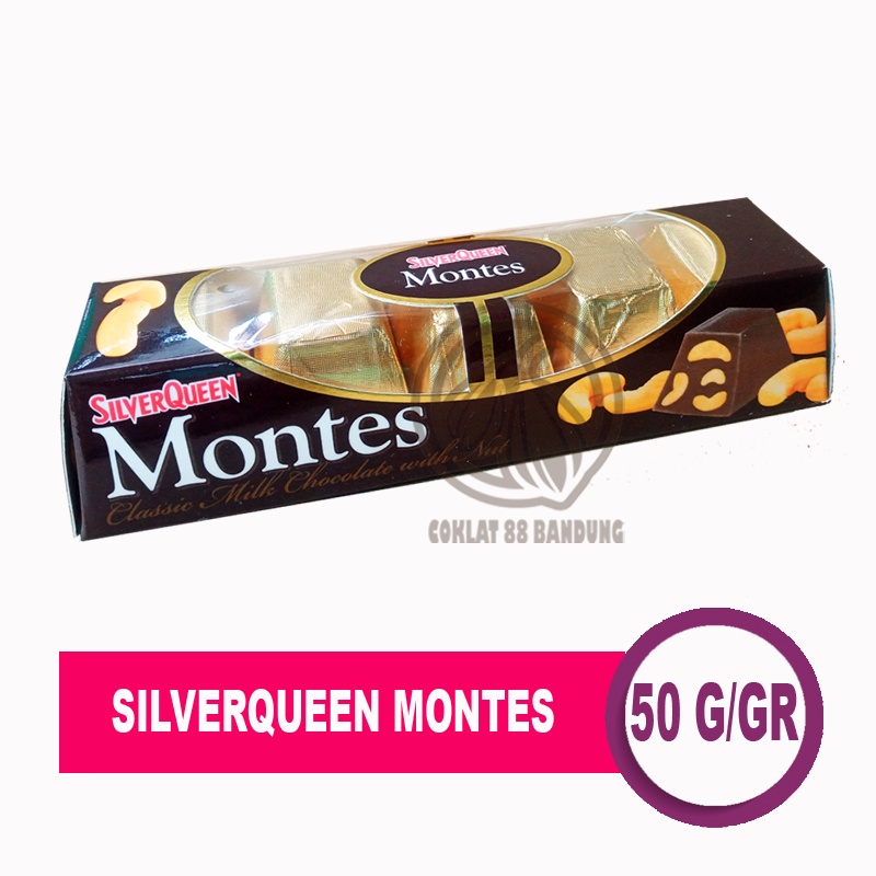 

SILVERQUEEN MONTES 50 GR CASHEW, COKELAT SILVER QUEEN MONTES 50 GR COKLAT MEDE 50 GRAM