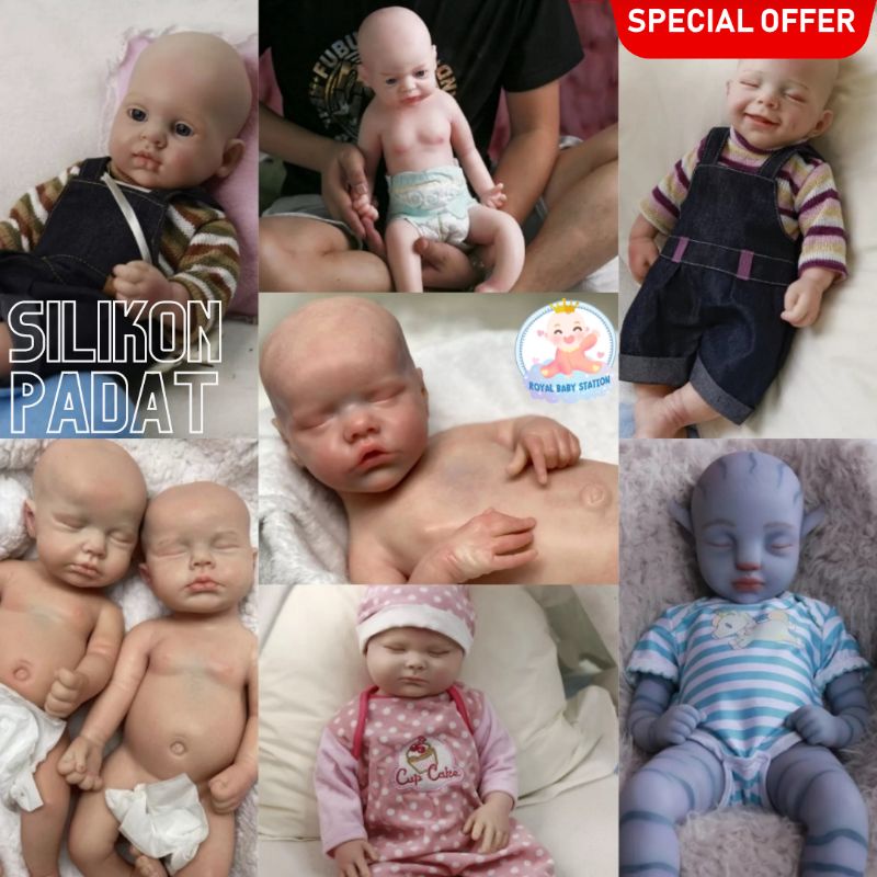 BONEKA REBORN Silikon padat seperti Bayi ASLI