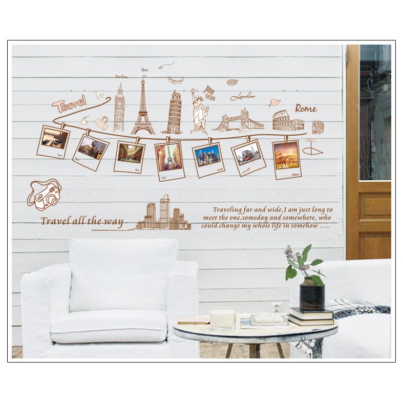 RELIZA WALL STICKER / STIKER DINDING 60X90 TRAVEL PARIS FRAME Bingkai FOTO AY9011