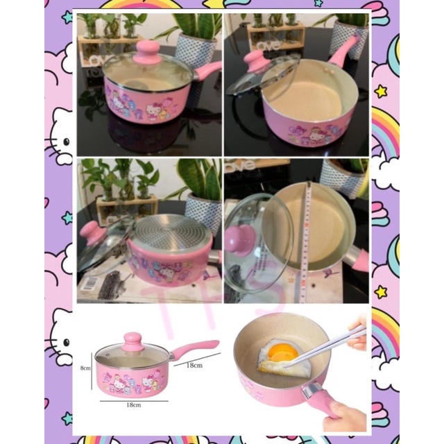 Panci Teflon Tutup Kaca Hellokitty Pink