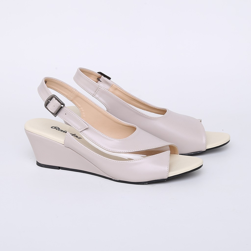 Raindoz Hak 4 cm - Sandal Tali Wanita Wedges Semi Formal Pesta Kondangan Original Terbaru - Cream-3