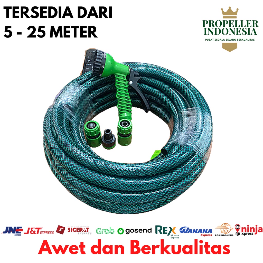 Selang Air 5/8 15M Paket Hijau Variasi Bengkok 15Meter Selang Air Taman Selang Air Tanaman