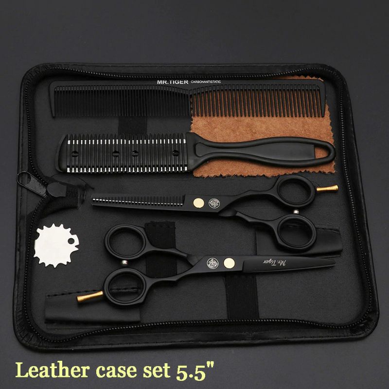 

MrTiger Gunting Rambut Professional Barber Hairdressing Scissors 5.5 Inch 2 PCS with Razor Comb