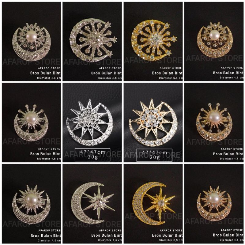 BROS PIN/KERONGSANG BULAN BINTANG | BROS TANJAK | BROS JILBAB | STAR AND MOON BROOCH