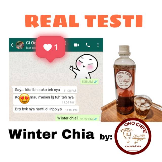 MINUMAN KESEHATAN WINTER CHIA by ONO CAFE TEH KUNDUR CHIA SEED SIAP MINUM ALAMI IMMUNE BOOSTER 1LT