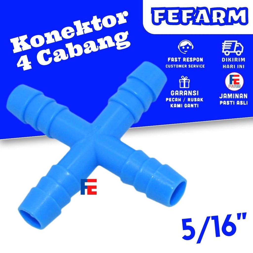 Konektor 4 Cabang 8mm 5/16inch  Selang Kelinci Air Minum Kelinci Ayam FEFARM