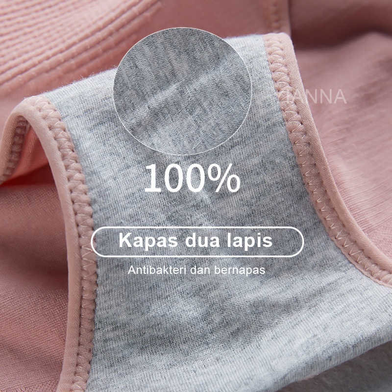 Celana Dalam Wanita Briefs Elastis Seamless Mid Waist Bahan Katun-6