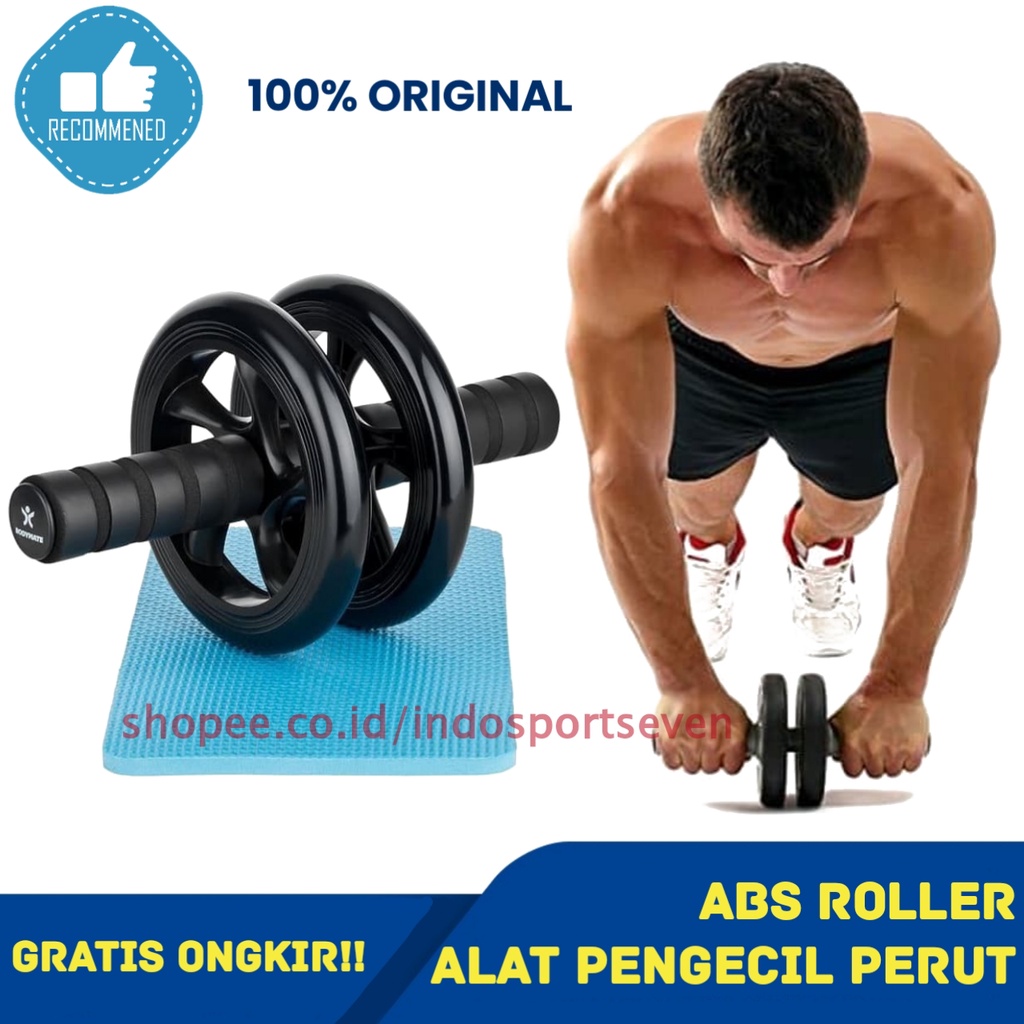 Promo Ab Roller Ab Wheel Alat Push UP Pengecil Perut Buncit Gym Fitnes Yoga Exercise