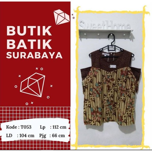 Baju batik surabaya bahu terbuka Kode T053