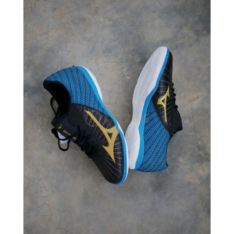 Sepatu Futsal Mizuno Rebula Sala Select IN Blue Black Gold Original