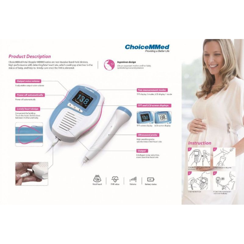 Fetal Doppler Digital LCD Original Choicemmed MD800 / Dopler Digital LCD Choicemed MD 800