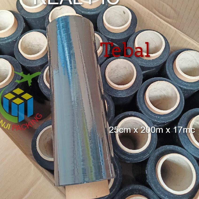

(PROMO VTR78) Stretch FIlm Hitam 25cm x 200m Plastik Wrapping Tebal Plastic wrap Bungkus koper Bandara Black ❋