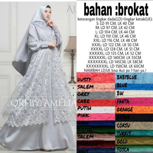 Amelia syar'i gamis brukat wanita jumbo Bigsize ld 150