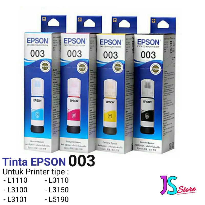 Tinta Printer Epson 003 | 1 SET | Printer L1110, L3110, L3150, L3116, L3156, L5190
