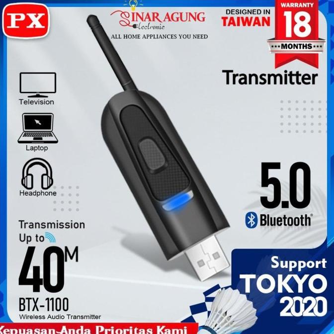 Px Bluetooth Transmiter Btx 1100 Audio 5.0 Hd Stereo Usb Termurah