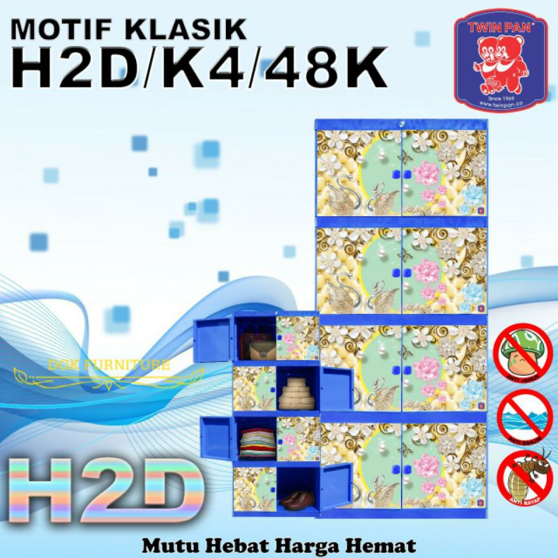 Lemari Plastik 4 susun 4 Tingkat H2D48 Murah Motif Mesjid Motif Lumba Motif Klasik Berwarna