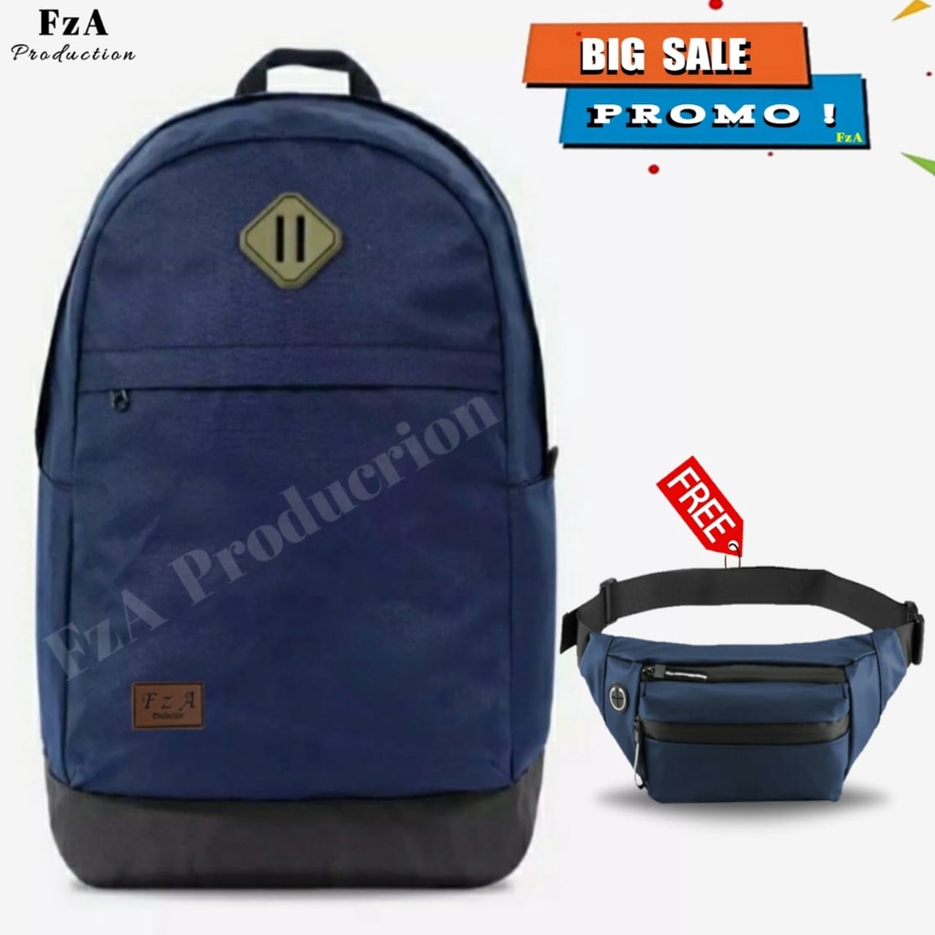 Tas Ransel Punggung Distro Casual Pria Wanita / Tas Ransel Laptop Original FzA FREE Tas Slempang Sporty