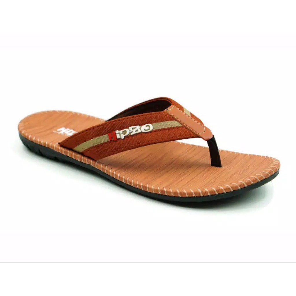 sendal  pria jepit kulit slide casual original Premium grade A terbaru kekinian-Tan