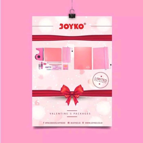 

(TERLARIS) Paket Alat Tulis Kantor Joyko Spesial Valentine - Pink - 16 Item